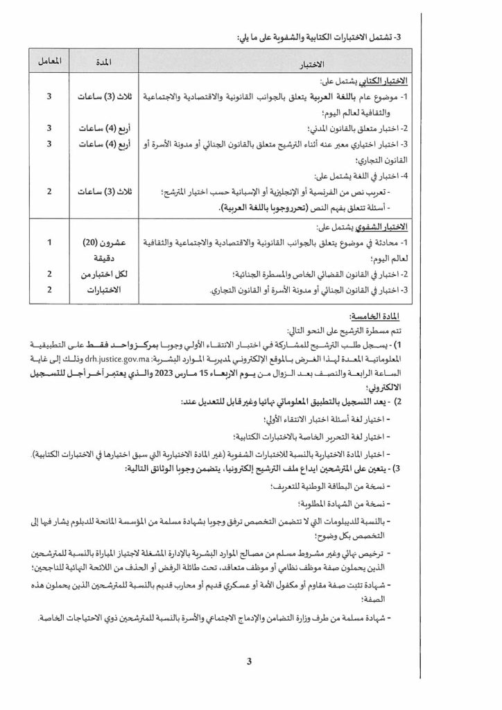 مباراة الملحقين القضائيين 2023 توظيف 300 ملحق قضائي